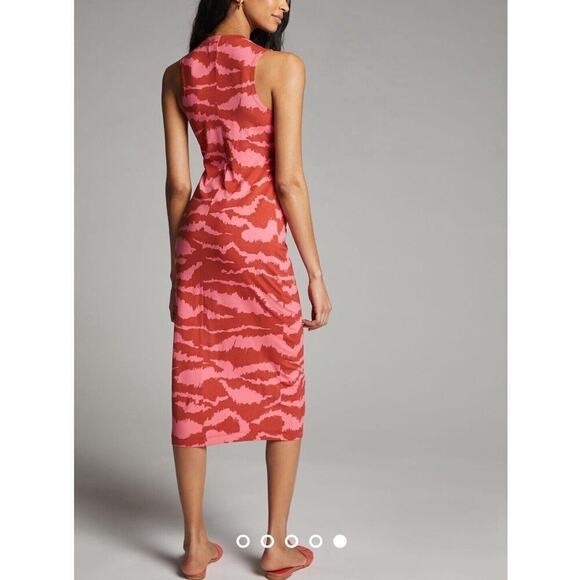 Anthropologie Nicolette Hot‎ Pink & Red Print Midi Dress Corey Lynn Calter Sz S - Picture 2 of 9